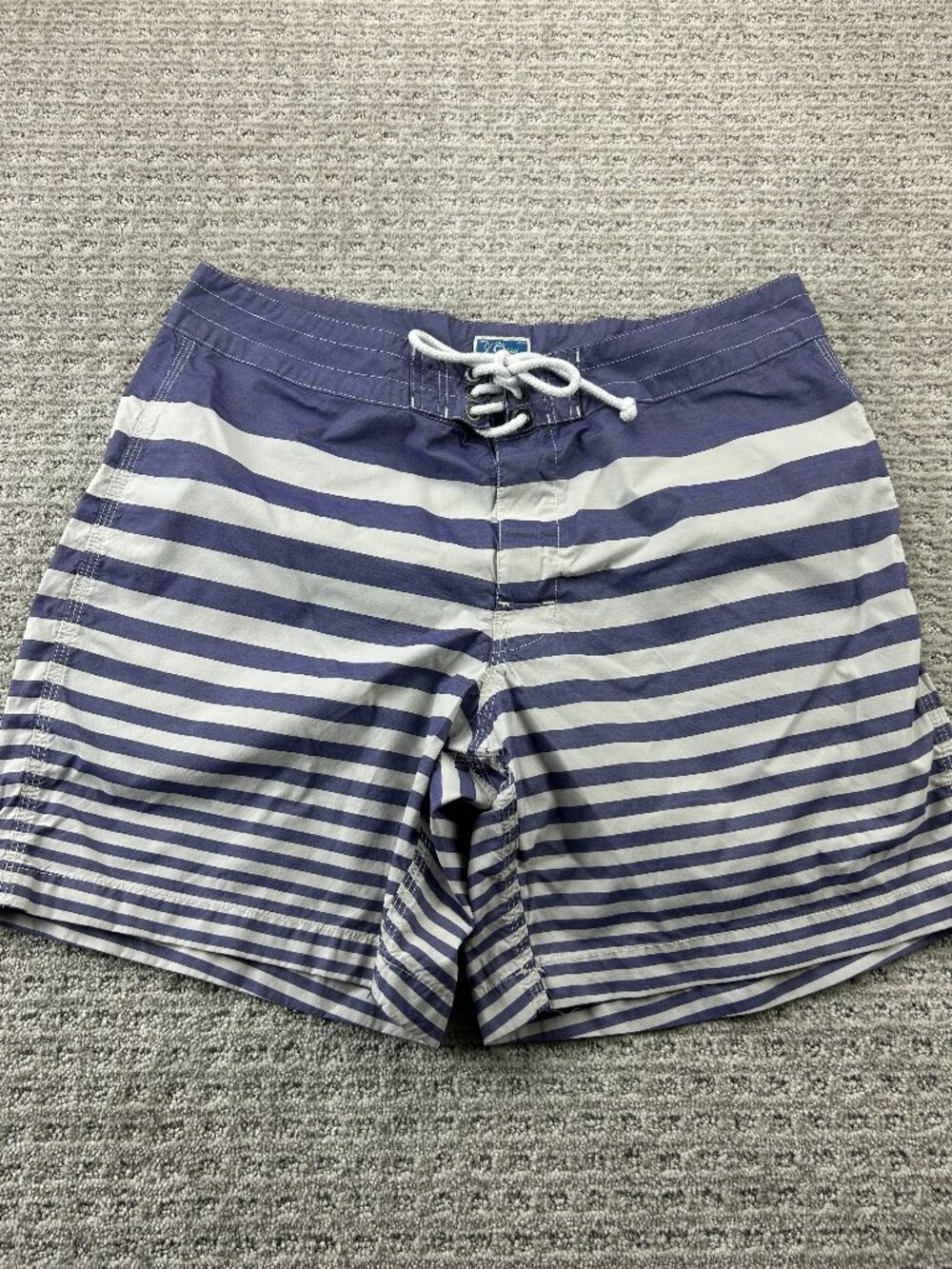 J. Crew Swim Trunks Men 34 Purple White Stripes Bathing Suit Shorts Beach